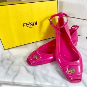Fendi Barbie Pink Jelly Ballet Flats